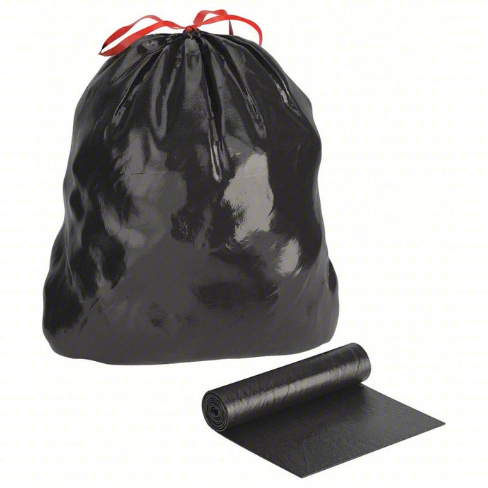 Trash Bags: 32 gal Capacity, 33 in Wd, 38 in Ht, 1.4 mil Thick, Black, 150 PK