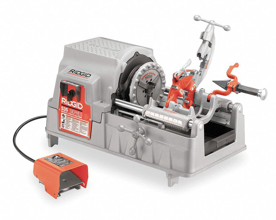 Pipe Threading Machine: 535, For 1/8 in to 2 in Pipe, 2 hp, Manual Chuck, 1 Speed, Std, NPT