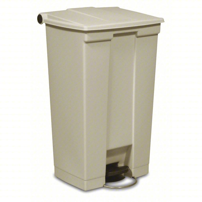 Step Can: Plastic, Beige, 23 gal Capacity, 19 3/4 in Wd/Dia