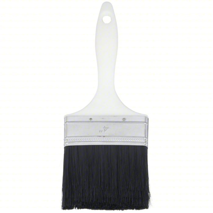 Paint Brush: Flat Sash Brush, 4 in, Synthetic, Polyester, 10 1/2 in Overall Lg