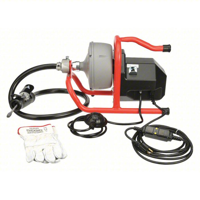 Drain Cleaning Machine: Corded, K-40AF, For 3/4 in to 2 1/2 in Pipe, 5/16 in Cable Dia., Auto