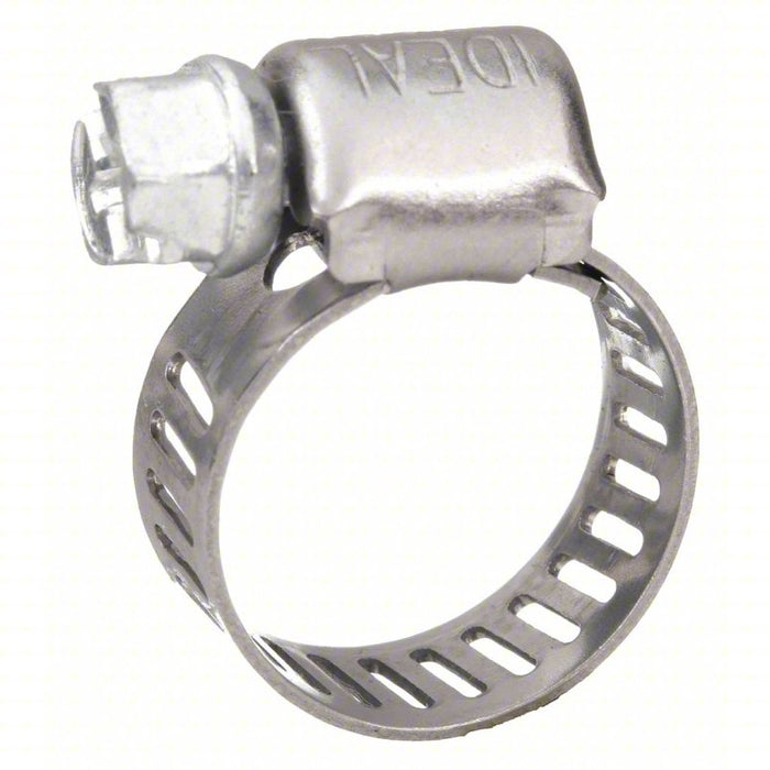 Worm Gear Hose Clamp: 301 Stainless Steel, Perforated Band, 5/16 in – 5/8 in Clamping Dia, 10 PK