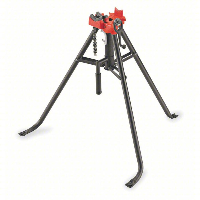 Portable Chain Vise: Folding Leg, 0.13 in – 2.5 in Pipe Size Range, 37 in Max Ht, Metal
