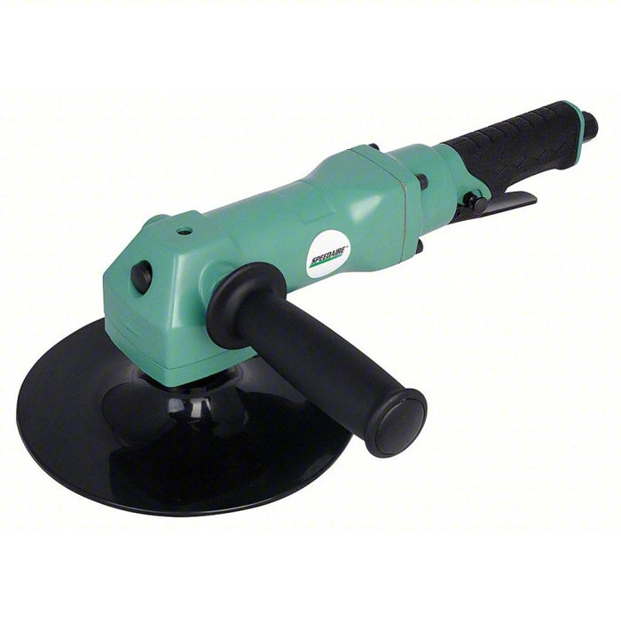 Air Polisher: 7 in Pad, 7 in Max, 0.75 hp, 24 cfm, Right Angle with Side Handle, 2,500 RPM
