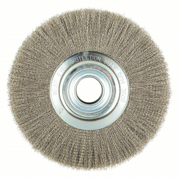 Wire Wheel Brush: 12 in Brush Dia., 2 in Arbor Hole, 0.012 in Wire Dia., Carbon Steel