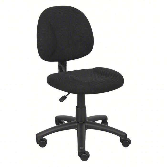 Office Chair: Black, Fabric Material, 14 1/2 in Back Ht, 18 1/2 in Seat Wd, 17 in Seat Dp