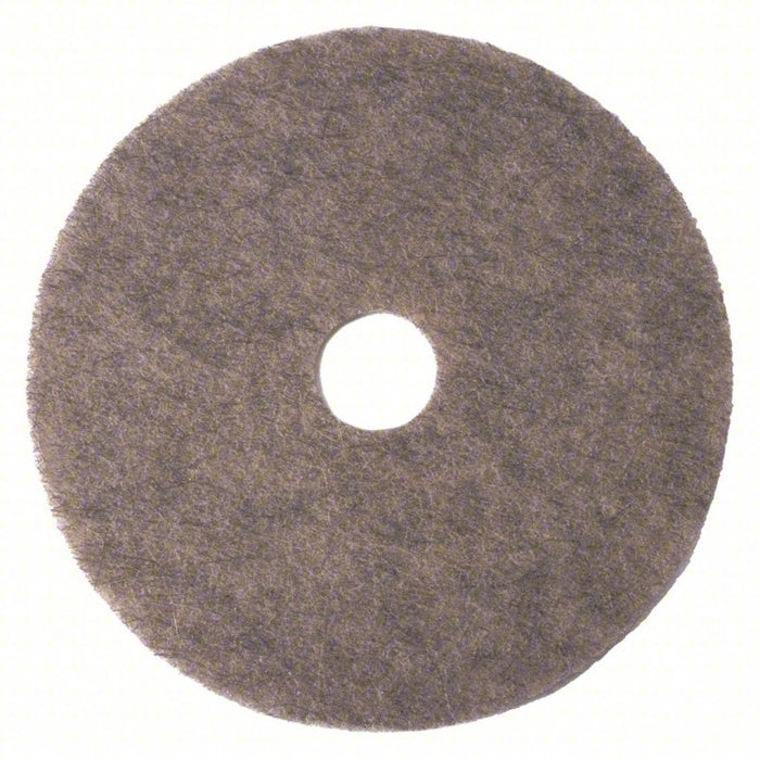 Burnishing Pad: Beige, 20 in Dia, Natural/Polyester Fiber, 3,000 RPM Max Speed, 5 PK