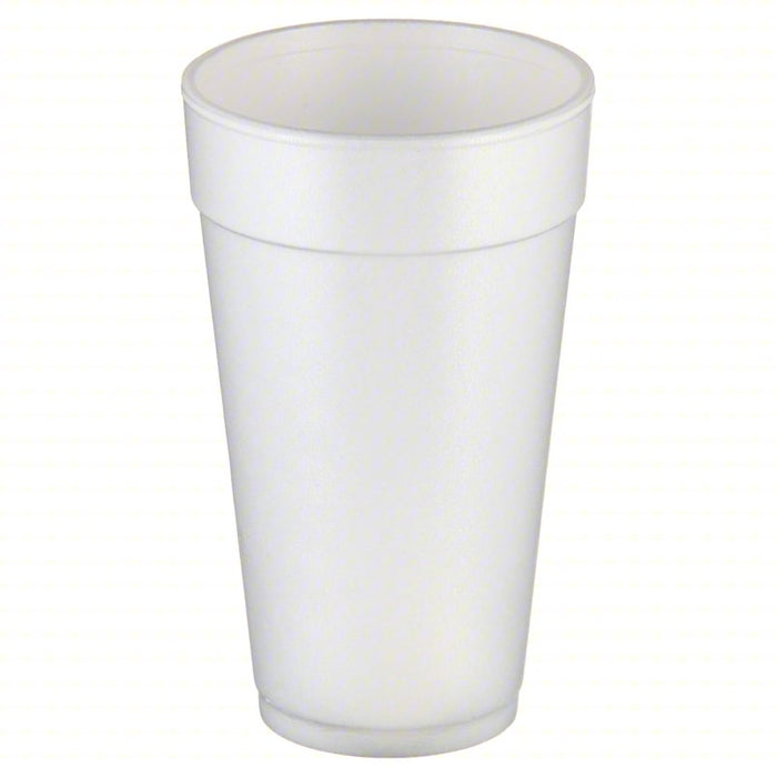 Disposable Hot Cup: 24 oz Capacity, White, Foam, Unwrapped, Patternless, 500 PK