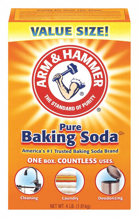 Baking Soda: Box, 4 lb Container Size, Powder, Ready to Use, Unscented, 6 PK