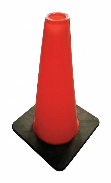Traffic Cone: Day or Low Speed Roadway (40 MPH or Less), Non-Reflective, Black Base, 18 in Cone Ht