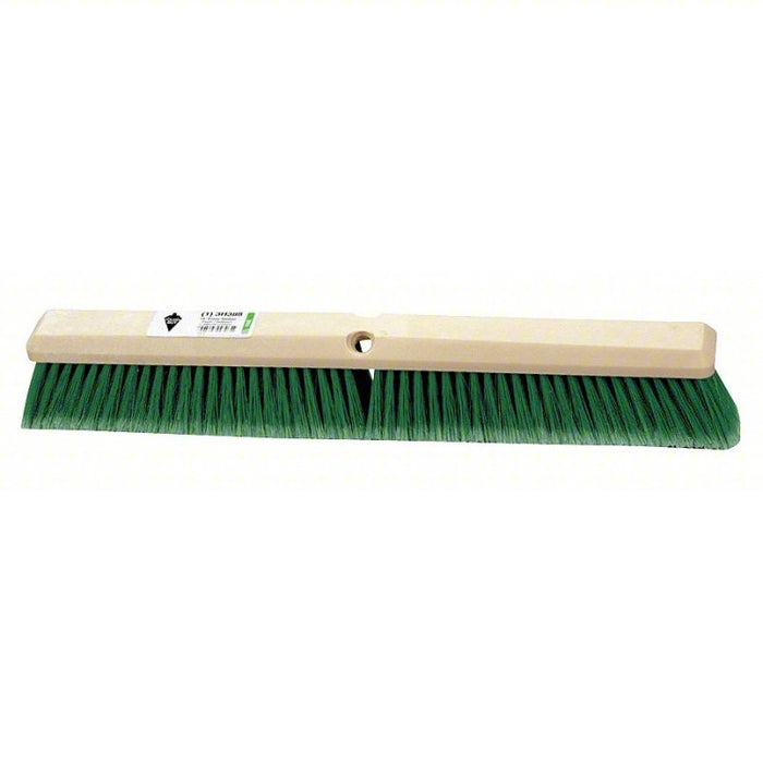 Push Broom Head: Threaded, Std, 36 in Sweep Face, Green, Soft Bristle Firmness