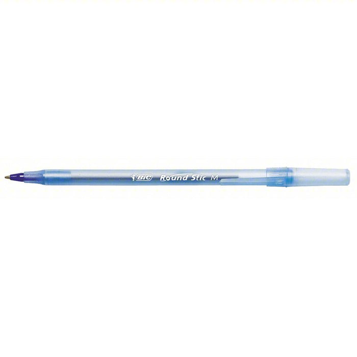 Ballpoint Pen: Blue, 1 mm Pen Tip, Capped, Plastic, Flex Barrel/Ventilated Cap, Translucent, 12 PK