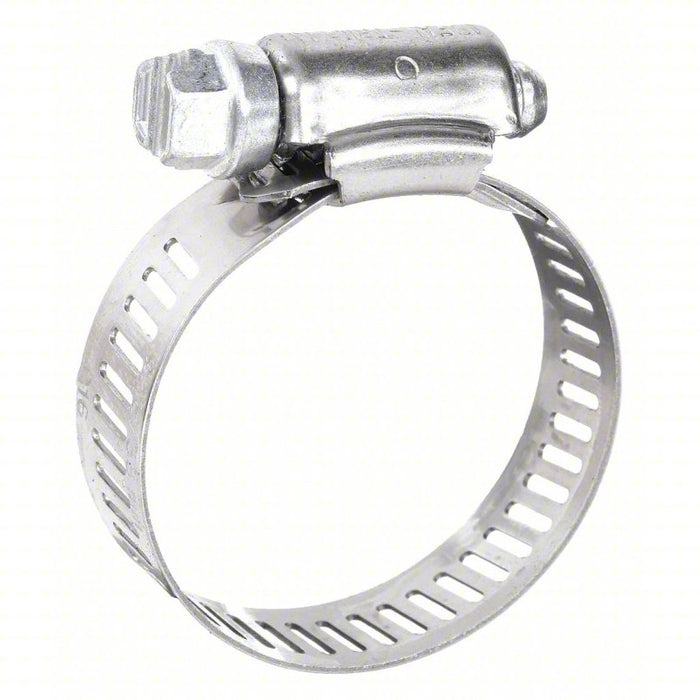 Worm Gear Hose Clamp: 201 Stainless Steel, Perforated Band, 3/4 in – 1 3/4 in Clamping Dia, 10 PK