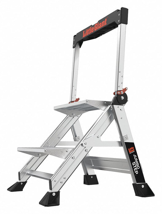 Folding Step: 2 Steps, 18 in Top Step Ht, 21 1/2 in Bottom Wd, 375 lb Load Capacity