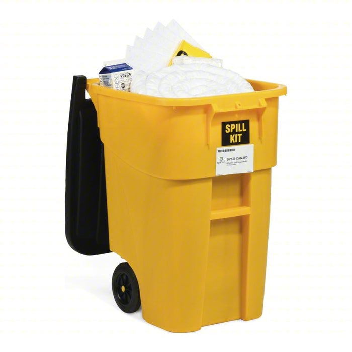 Oil-Only 50-gal Wheeled Spill Kit: 46 gal Volume Absorbed Per Kit, Yellow