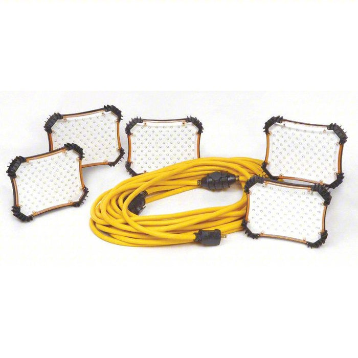 Temporary Job Site Light Stringer: LED, Corded, String Light, 50 ft Power Cord Lg, 120V AC
