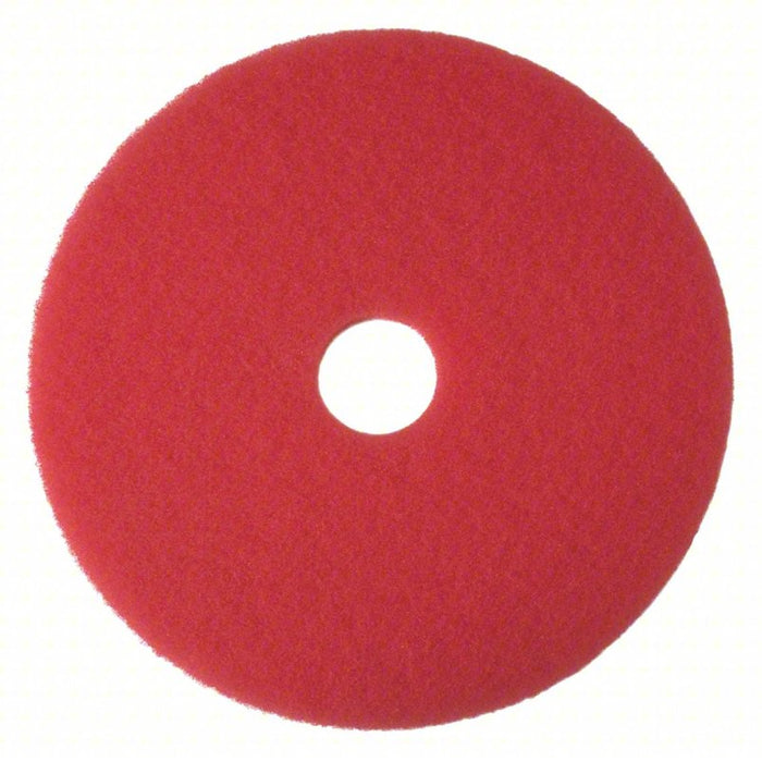 Buffing Pad: Red, 17 in Floor Pad Size, 175 to 600 rpm, Non-Woven Polyester Fiber, 5 PK