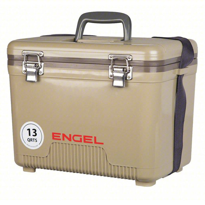 Personal Cooler: 13 qt Cooler Capacity, 15 in Exterior Lg, 10 in Exterior Wd, Not Round, Tan