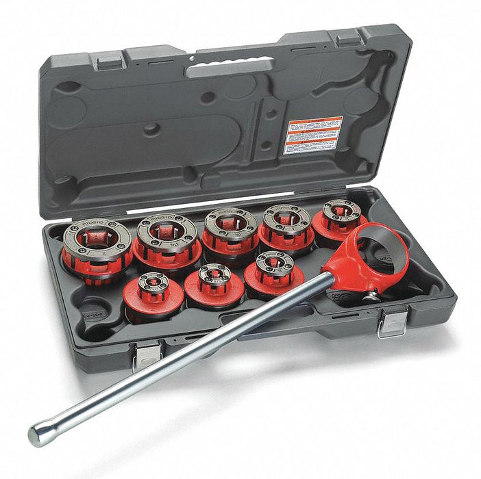 Exposed Ratchet Threader Set,1/8 to 2 in