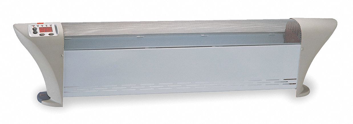 Electric Baseboard Heater: 1500W, Overheat Protection/Programmable, Gray/White