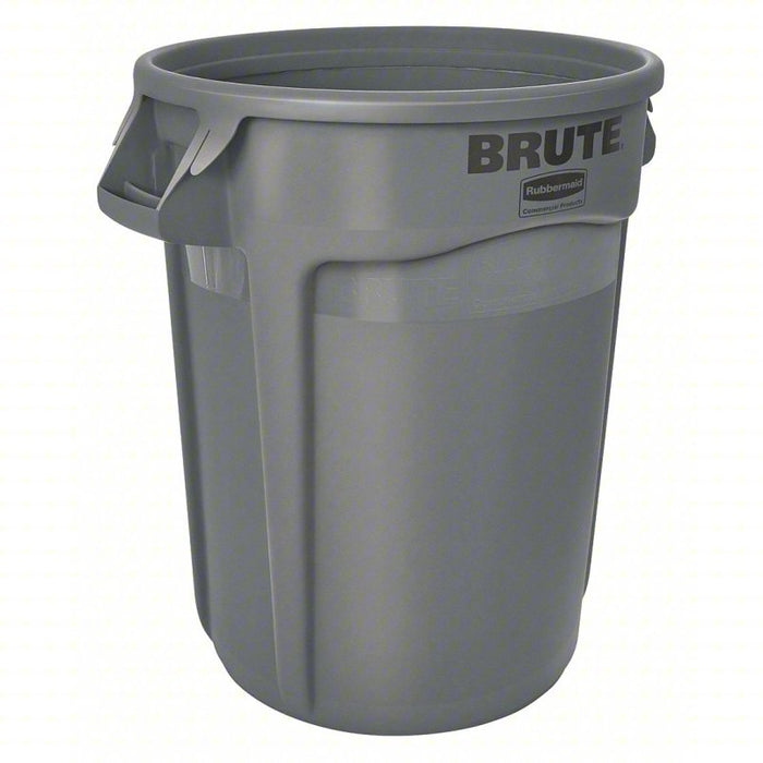 Trash Can: Round, Gray, 20 gal Capacity, 19 3/8 in Wd/Dia, 23 in Ht