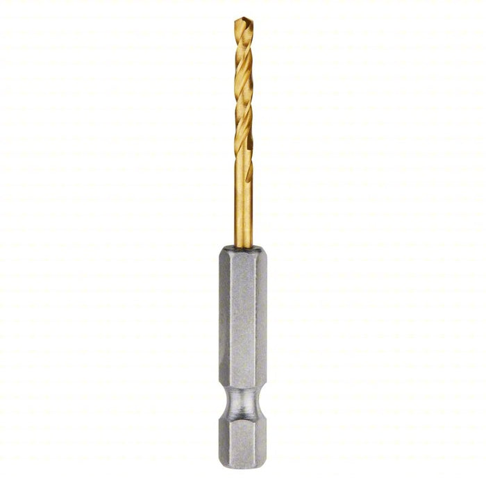 Hex Shank Drill Bit: 7/64 in Drill Bit Size, 7/8 in Flute Lg, 1/4 in Shank Hex Size, 2 PK