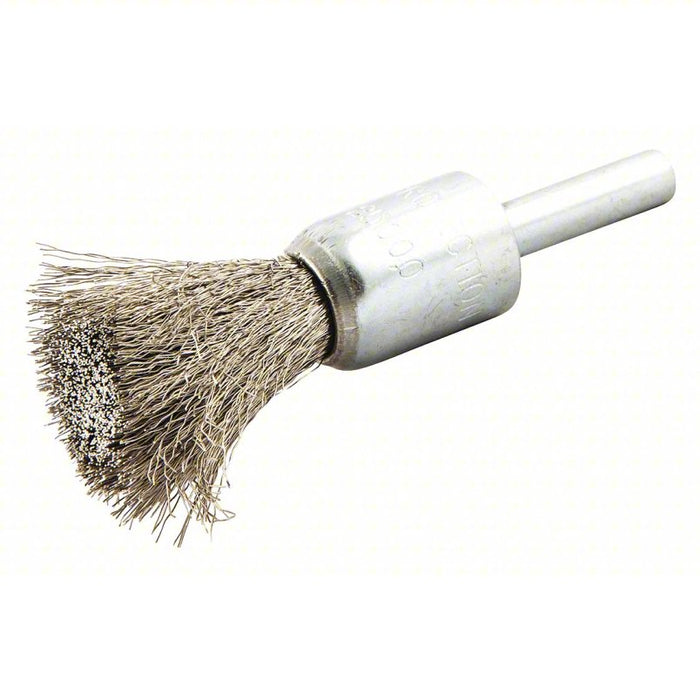 End Brush: 1/2 in Brush Dia., 1/4 in Abrasive Shank Size, 0.006 in Wire Dia.
