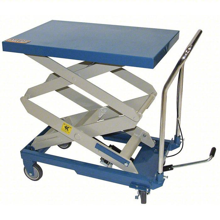 Manual Mobile Scissor-Lift Table: 660 lb Load Capacity, 32 in x 20 in Platform