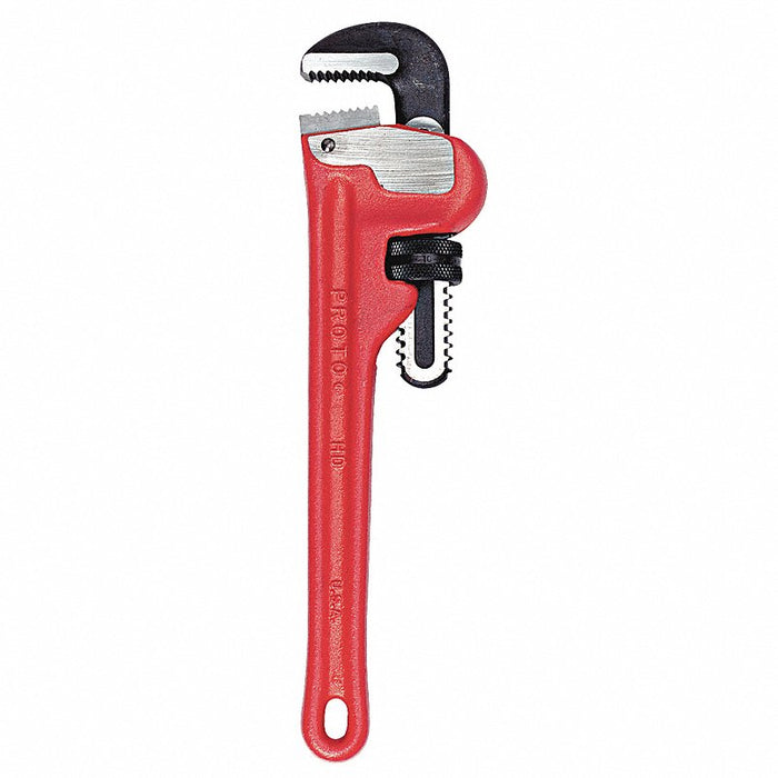 Pipe Wrench: Cast Iron, 1 1/2 in Jaw Capacity, Serrated, 10 in Overall Lg, I-Beam