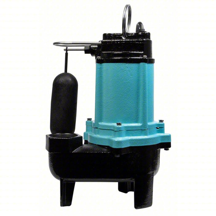 Sewage pump: 1/2, 115V AC, Snap Action Vertical Float, 2 in Max. Dia Solids, Cast Iron