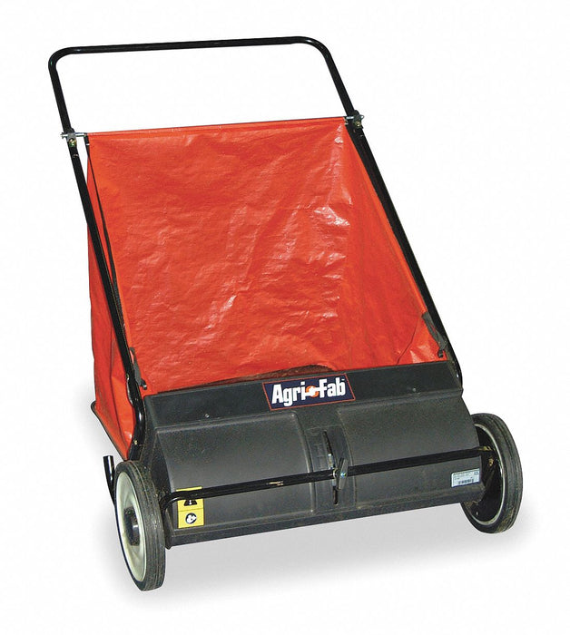 Push Lawn Sweeper: 26 in Working Wd, 7 cu ft Hopper Capacity, 0 to 2-1/4 in, Vinyl