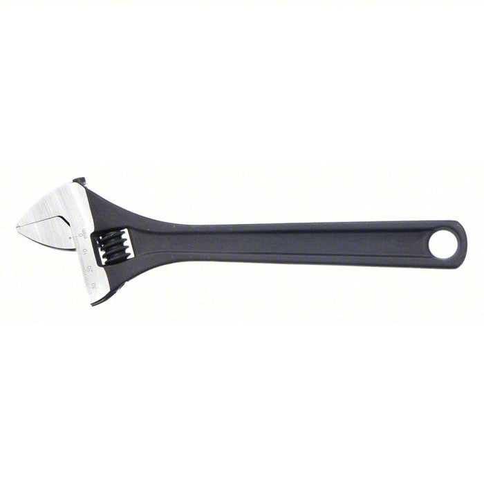 Adjustable Wrench: Alloy Steel, Black Phosphate, 10 in Overall Lg, 1 9/32 in Jaw Capacity