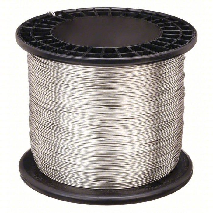 Wire: Wire, 1,800 ft Lg, 0.032 in Wire Dia, Silver, Stainless Steel