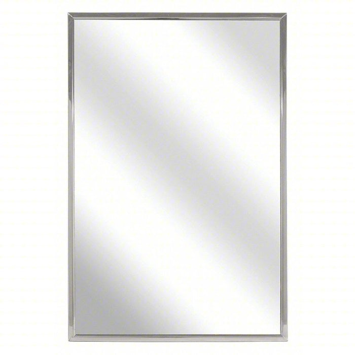 Mirror: Rectangular, 30 in x 18 in x 3/4 in, Wall, Glass, Theft Resistant, With Frame