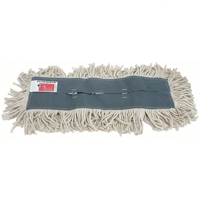 Dust Mop: Tie On, Cotton, 60 in Wd, 5 in Dp, Gray/White, Slide On, Disposable