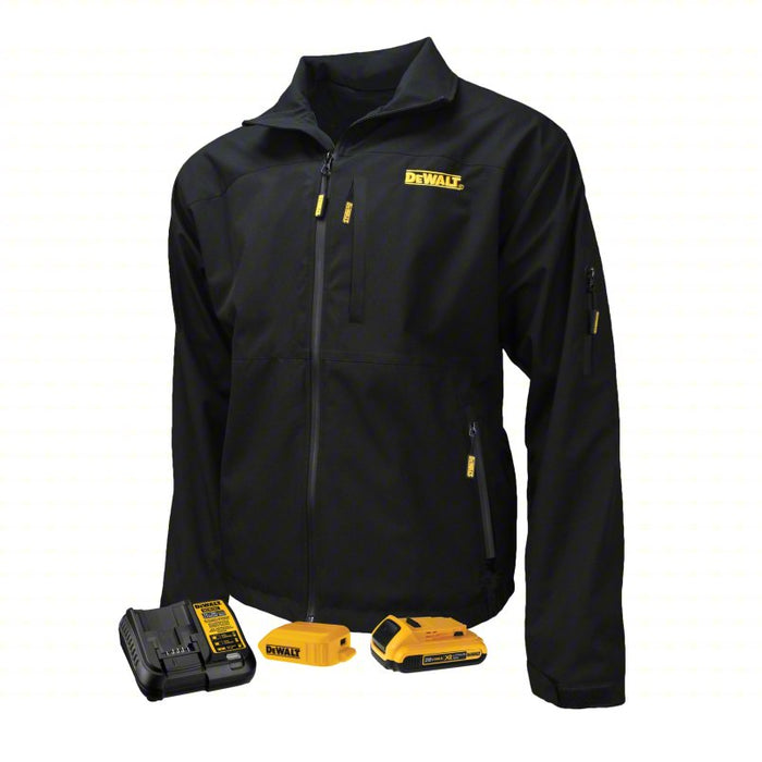 Heated Jacket: Men's, M, Black, Up to 9 hr, 23 1/2 in Max Chest Size, 5 Outside Pockets