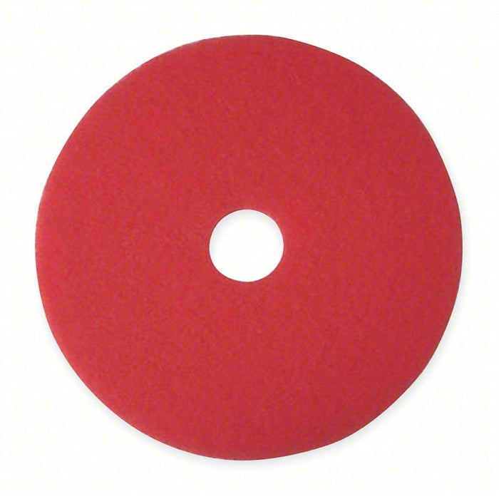 Buffing and Cleaning Pad: Cleaning/Buffing, Red, 14 in Dia, Polyester, 5 PK
