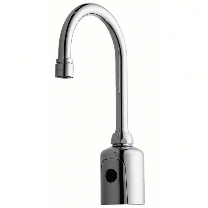 Gooseneck Bathroom Faucet: Chicago Faucets, HyTronic, Chrome Finish, 0.5 gpm Flow Rate