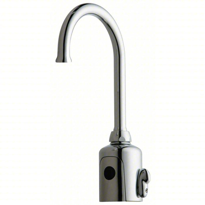Gooseneck Bathroom Faucet: Chicago Faucets, HyTronic, Chrome Finish, 0.5 gpm Flow Rate
