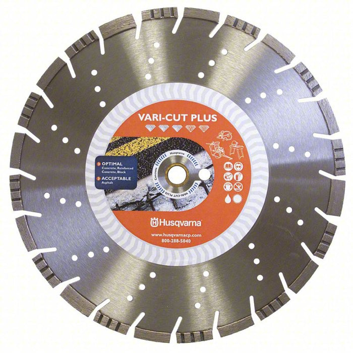 Diamond Saw Blade: 20 in Blade Dia., 1 in Arbor Size, Wet, For Small Flat Saws, Better