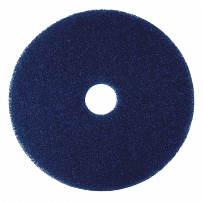 Scrubbing Pad: Deep Scrubbing, Blue, 13 in Dia, Nylon/Polyester, 5 PK