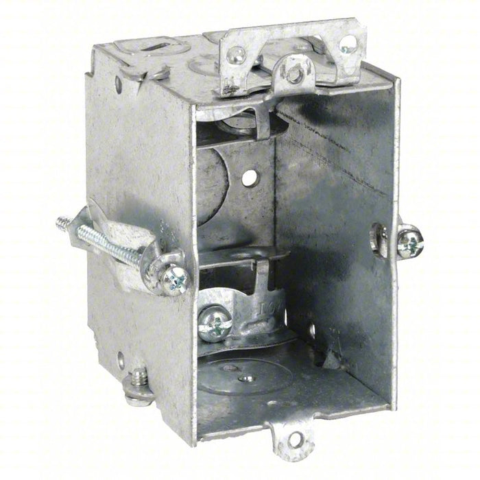 Electrical Box: Galvanized Zinc, 2 1/2 in Nominal Dp, 2 in Nominal Wd, 3 in Nominal Lg, 1 Gangs