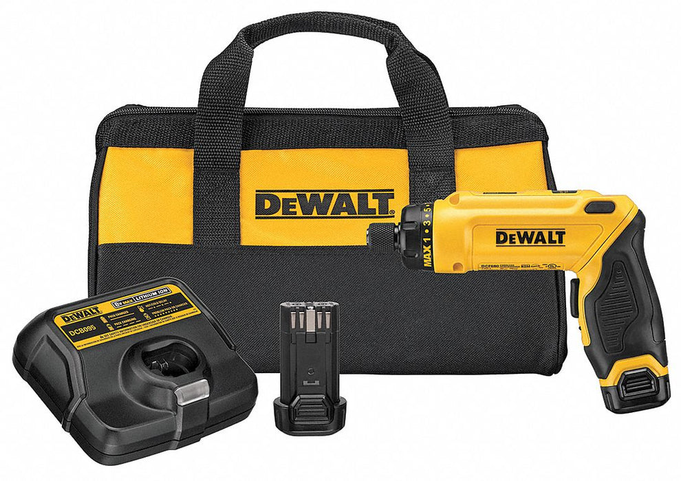 Screwdriver Kit: 1/4 in Drive Size, 430 RPM Free Speed, (1) Bare Tool, (2) Batteries, (1) Charger