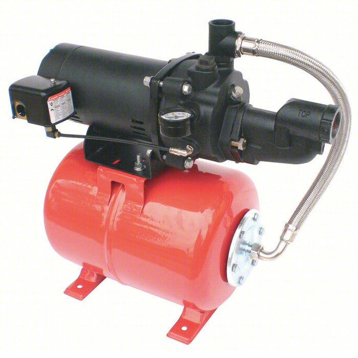 Shallow Well Jet Pump System: 1/2 hp HP, 10.8/5.5, 6 gal Tank Capacity, 64 psi Shut Off Pressure