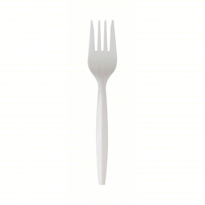 Disposable Fork: White, Medium-Wt, Plastic, Wrapped, 1,000 PK