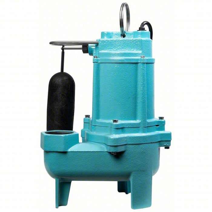 Sewage pump: 4/10, 115V AC, Snap Action Vertical Float, 2 in Max. Dia Solids, Cast Iron