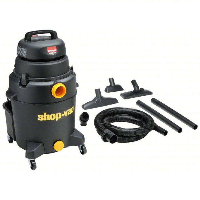 Shop Vacuum: 10 gal Tank Size, Plastic, 1 1/2 in Vacuum Hose Dia., 100 cfm Vacuum Air Flow