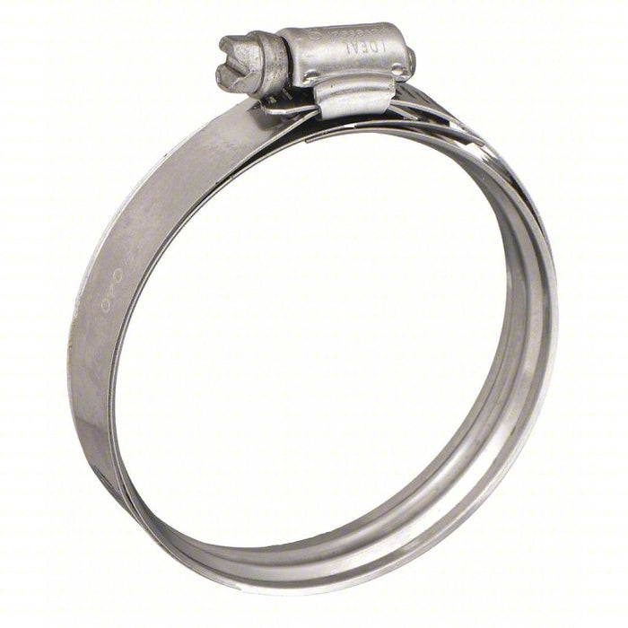 Worm Gear Hose Clamp: 301 Stainless Steel, Recessed Bead-Lined Band, SAE # 52, 10 PK