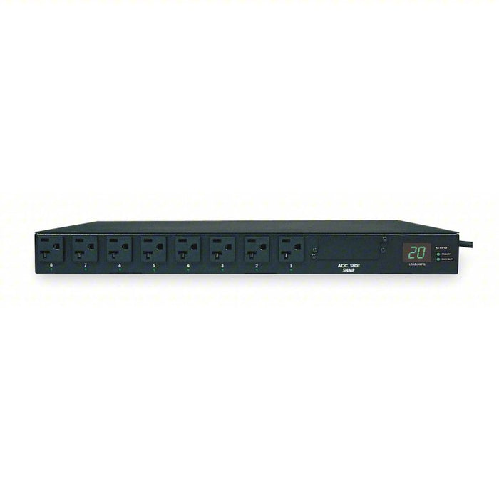 PDU with Automatic Transfer Switch: Black, 16 Outlets, 12 ft Cord Lg, Steel