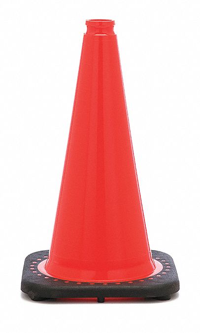 Traffic Cone: Day or Low Speed Roadway (40 MPH or Less), Non-Reflective, Grip Top with Black Base